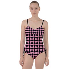 Block Fiesta Black And Flamingo Pink Sweetheart Tankini Set