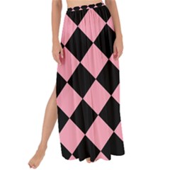 Block Fiesta Black And Flamingo Pink Maxi Chiffon Tie-up Sarong by FashionBoulevard