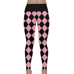 Block Fiesta Black And Flamingo Pink Lightweight Velour Classic Yoga Leggings by FashionBoulevard