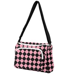 Block Fiesta Black And Flamingo Pink Front Pocket Crossbody Bag by FashionBoulevard