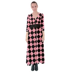 Block Fiesta Black And Flamingo Pink Button Up Maxi Dress by FashionBoulevard