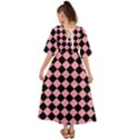 Block Fiesta Black And Flamingo Pink Kimono Sleeve Boho Dress View2