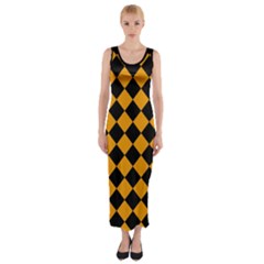 Block Fiesta Black And Honey Orange Fitted Maxi Dress by FashionBoulevard