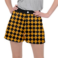 Block Fiesta Black And Honey Orange Ripstop Shorts by FashionBoulevard