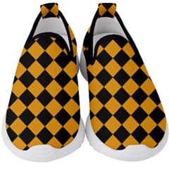 Block Fiesta Black And Honey Orange Kids  Slip On Sneakers by FashionBoulevard