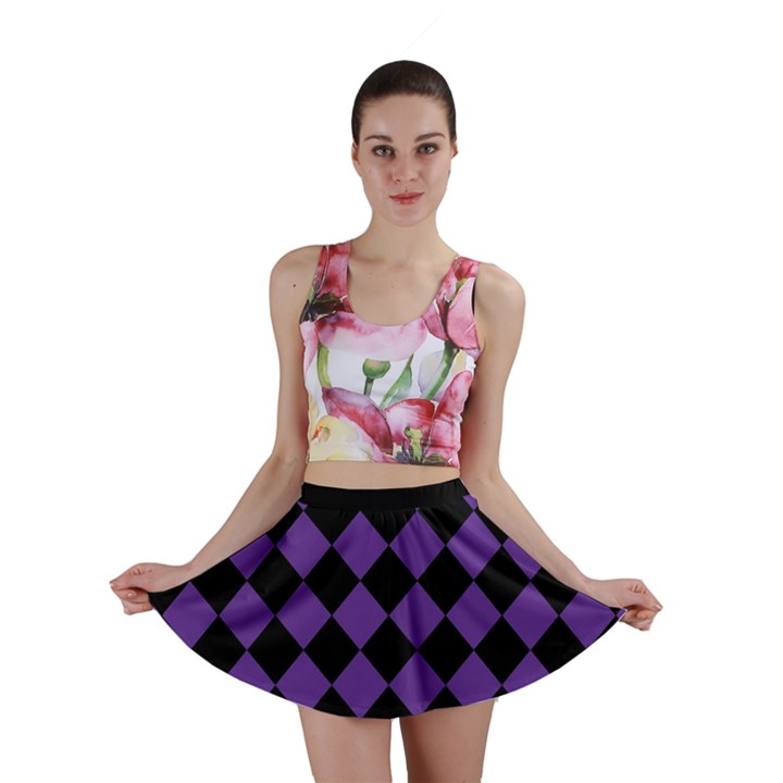 Block Fiesta Black And Imperial Purple Mini Skirt