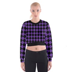 Block Fiesta Black And Imperial Purple Cropped Sweatshirt by FashionBoulevard