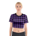 Block Fiesta Black And Imperial Purple Cotton Crop Top View1