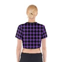 Block Fiesta Black And Imperial Purple Cotton Crop Top View2