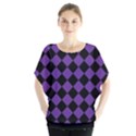 Block Fiesta Black And Imperial Purple Batwing Chiffon Blouse View1