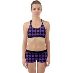 Block Fiesta Black And Imperial Purple Back Web Gym Set by FashionBoulevard