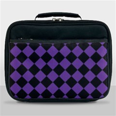 Block Fiesta Black And Imperial Purple Lunch Bag by FashionBoulevard