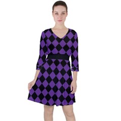 Block Fiesta Black And Imperial Purple Ruffle Dress by FashionBoulevard