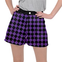 Block Fiesta Black And Imperial Purple Ripstop Shorts by FashionBoulevard