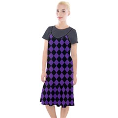 Block Fiesta Black And Imperial Purple Camis Fishtail Dress by FashionBoulevard