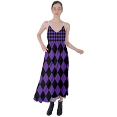 Block Fiesta Black And Imperial Purple Tie Back Maxi Dress by FashionBoulevard