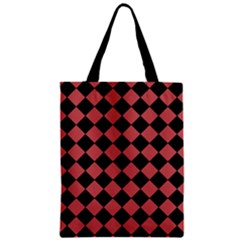 Block Fiesta Black And Indian Red Zipper Classic Tote Bag by FashionBoulevard