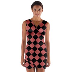 Block Fiesta Black And Indian Red Wrap Front Bodycon Dress by FashionBoulevard