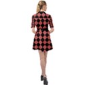 Block Fiesta Black And Indian Red Belted Shirt Dress View2