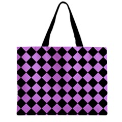 Block Fiesta Black And Lavender Purple Zipper Mini Tote Bag by FashionBoulevard