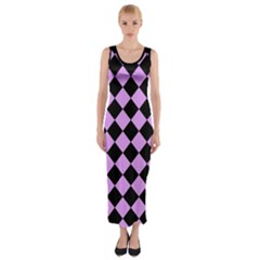 Block Fiesta Black And Lavender Purple Fitted Maxi Dress by FashionBoulevard