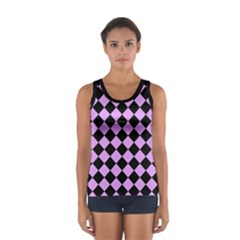 Block Fiesta Black And Lavender Purple Sport Tank Top  by FashionBoulevard