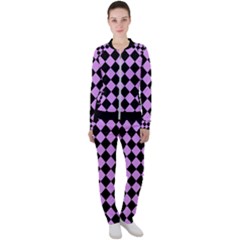 Block Fiesta Black And Lavender Purple Casual Jacket And Pants Set by FashionBoulevard