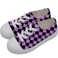 Block Fiesta Black And Lavender Purple Kids  Low Top Canvas Sneakers by FashionBoulevard