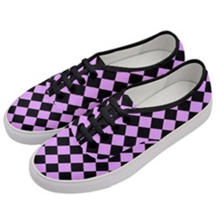 Block Fiesta Black And Lavender Purple Women s Classic Low Top Sneakers by FashionBoulevard