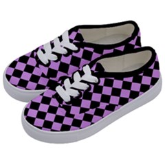 Block Fiesta Black And Lavender Purple Kids  Classic Low Top Sneakers by FashionBoulevard