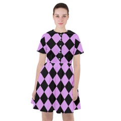 Block Fiesta Black And Lavender Purple Sailor Dress by FashionBoulevard