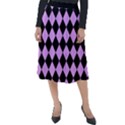 Block Fiesta Black And Lavender Purple Classic Velour Midi Skirt  View1