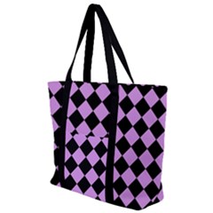 Block Fiesta Black And Lavender Purple Zip Up Canvas Bag by FashionBoulevard