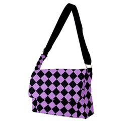 Block Fiesta Black And Lavender Purple Full Print Messenger Bag (m) by FashionBoulevard