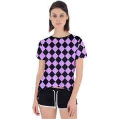 Block Fiesta Black And Lavender Purple Open Back Sport Tee