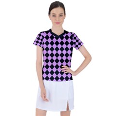 Block Fiesta Black And Lavender Purple Women s Sports Top by FashionBoulevard