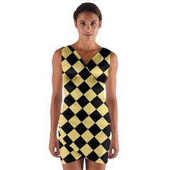 Block Fiesta Black And Mellow Yellow Wrap Front Bodycon Dress by FashionBoulevard