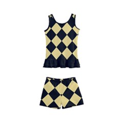 Block Fiesta Black And Mellow Yellow Kids  Boyleg Swimsuit by FashionBoulevard