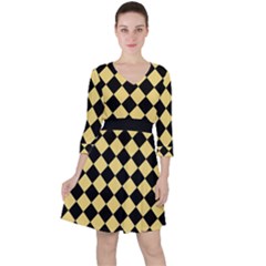 Block Fiesta Black And Mellow Yellow Ruffle Dress by FashionBoulevard