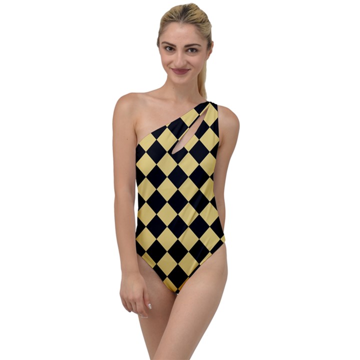 Block Fiesta Black And Mellow Yellow To One Side Swimsuit