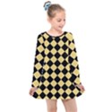 Block Fiesta Black And Mellow Yellow Kids  Long Sleeve Dress View1