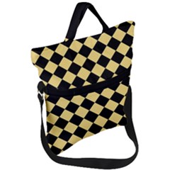 Block Fiesta Black And Mellow Yellow Fold Over Handle Tote Bag by FashionBoulevard