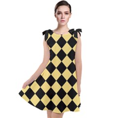 Block Fiesta Black And Mellow Yellow Tie Up Tunic Dress by FashionBoulevard