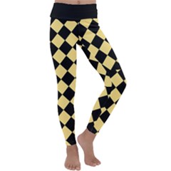 Block Fiesta Black And Mellow Yellow Kids  Lightweight Velour Classic Yoga Leggings by FashionBoulevard