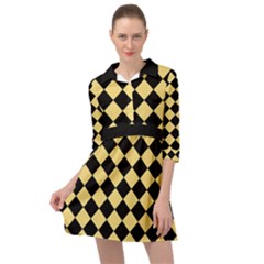 Block Fiesta Black And Mellow Yellow Mini Skater Shirt Dress by FashionBoulevard