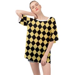 Block Fiesta Black And Mellow Yellow Oversized Chiffon Top by FashionBoulevard