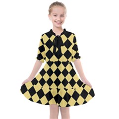 Block Fiesta Black And Mellow Yellow Kids  All Frills Chiffon Dress by FashionBoulevard