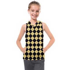 Block Fiesta Black And Mellow Yellow Kids  Sleeveless Hoodie by FashionBoulevard