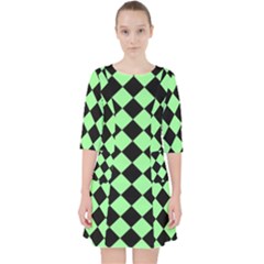 Block Fiesta Black And Mint Green Pocket Dress