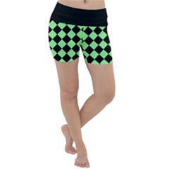 Block Fiesta Black And Mint Green Lightweight Velour Yoga Shorts